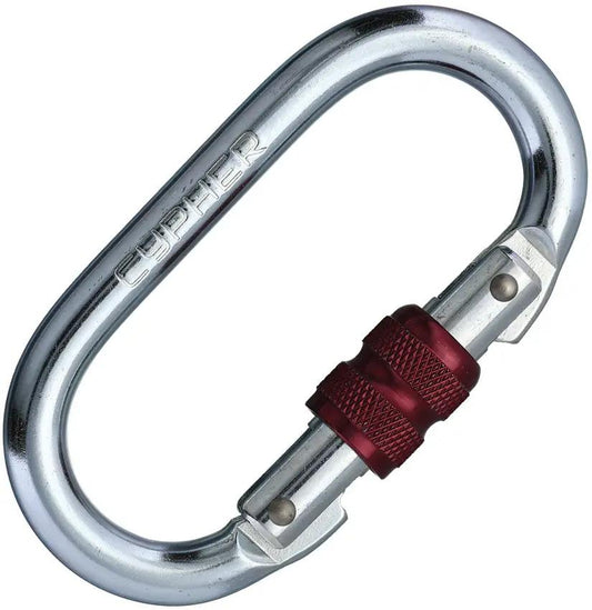 Cypher Steel Oval Carabiner Industrial Grade 23kN Screw Gate Nickel Plated Carbon Steel For Outdoor Enthusiasts by Cypher
