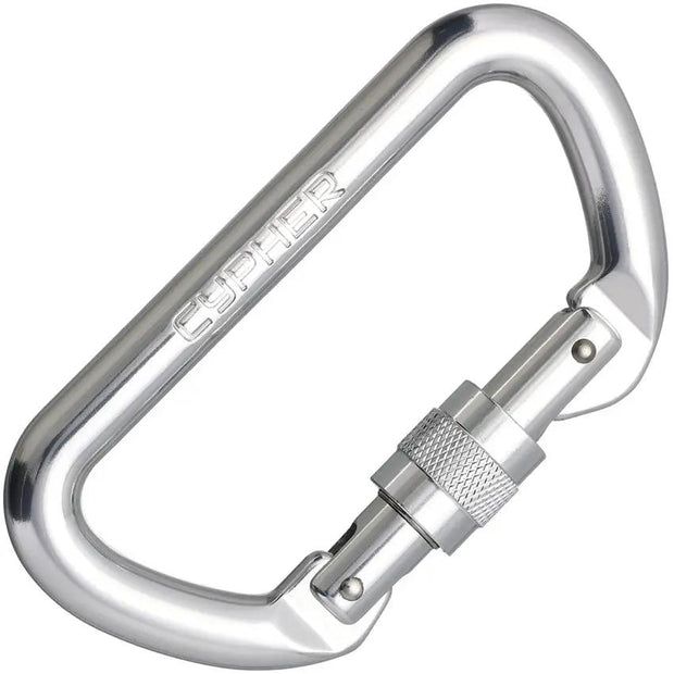 Cypher D Screw Gate Carabiner 30kN Strength CE Certified For Ropes Courses And Racking by Cypher