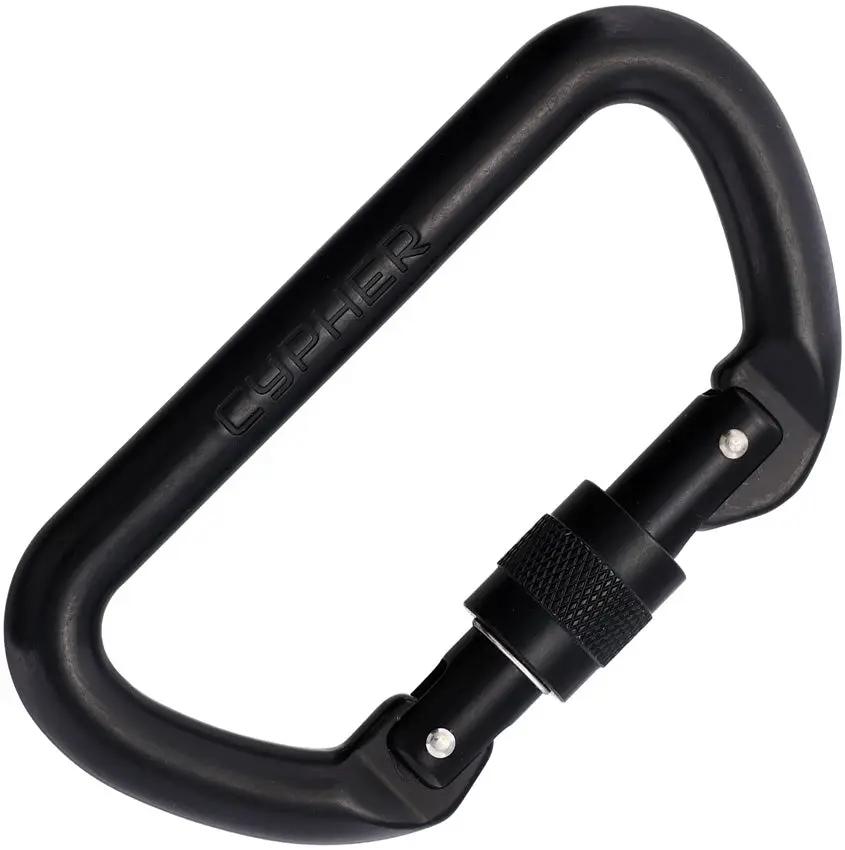 Cypher D Screw Gate Carabiner Black 4.25in 30kN CE Certified for Climbers Racking Equipment and Rope Courses by Cypher
