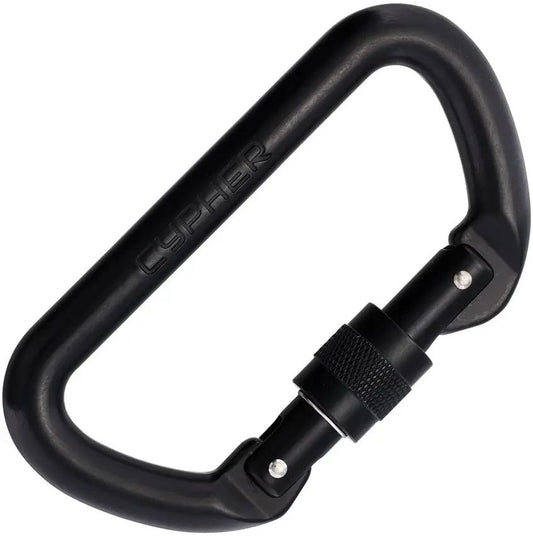 Cypher D Screw Gate Carabiner Black 4.25in 30kN CE Certified for Climbers Racking Equipment and Rope Courses by Cypher