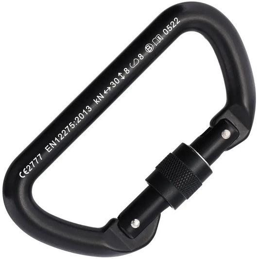 Cypher D Screw Gate Carabiner Black 4.25in 30kN CE Certified for Climbers Racking Equipment and Rope Courses by Cypher