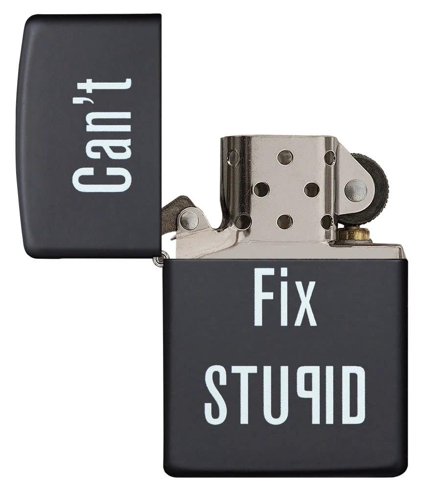 “Can’t Fix Stupid” Zippo Lighter – Black Matte by Zippo