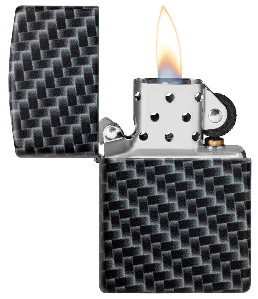 Zippo Carbon Fibre Design Lighter – White Matte Finish by Zippo
