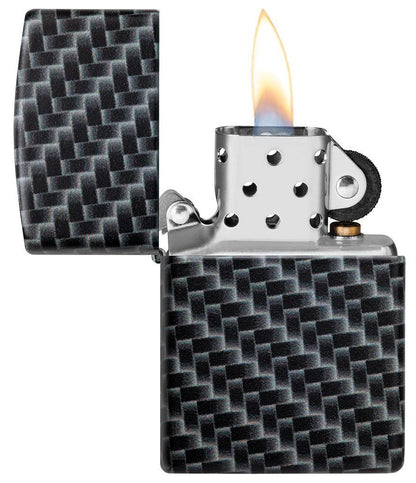 Zippo Carbon Fibre Design Lighter – White Matte Finish by Zippo