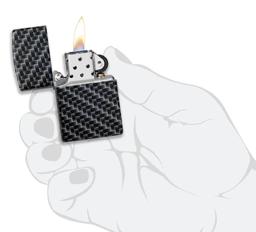 Zippo Carbon Fibre Design Lighter – White Matte Finish by Zippo