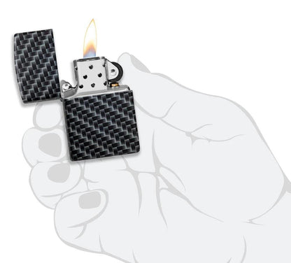 Zippo Carbon Fibre Design Lighter – White Matte Finish by Zippo