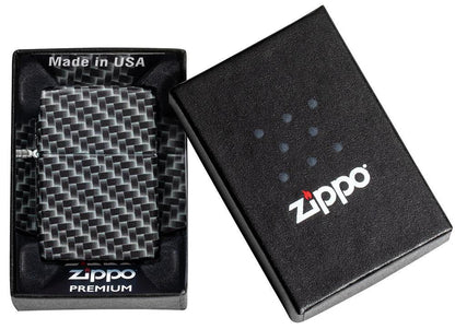 Zippo Carbon Fibre Design Lighter – White Matte Finish by Zippo