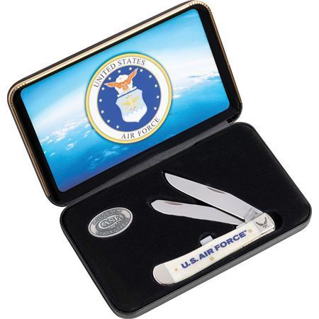 Case 32404 Air Force Trapper – Stainless Steel Clip & Spey Blades with Smooth Bone Handle