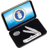 Case 32404 Air Force Trapper – Stainless Steel Clip & Spey Blades with Smooth Bone Handle by Case Cutlery