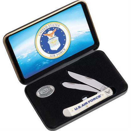 Case 32404 Air Force Trapper – Stainless Steel Clip & Spey Blades with Smooth Bone Handle