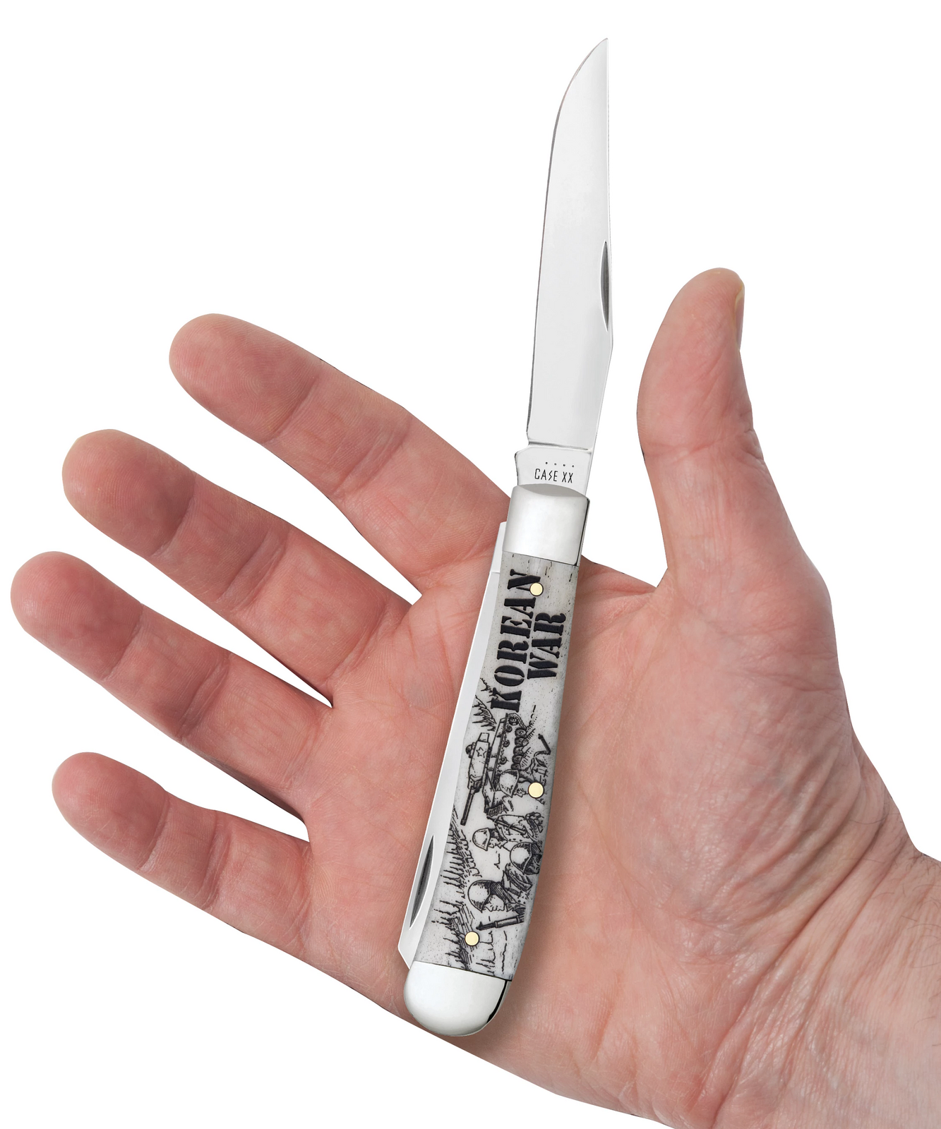Case 50951 Korean War Trapper – Stainless Steel Clip & Spey Blades with Natural Bone Handle