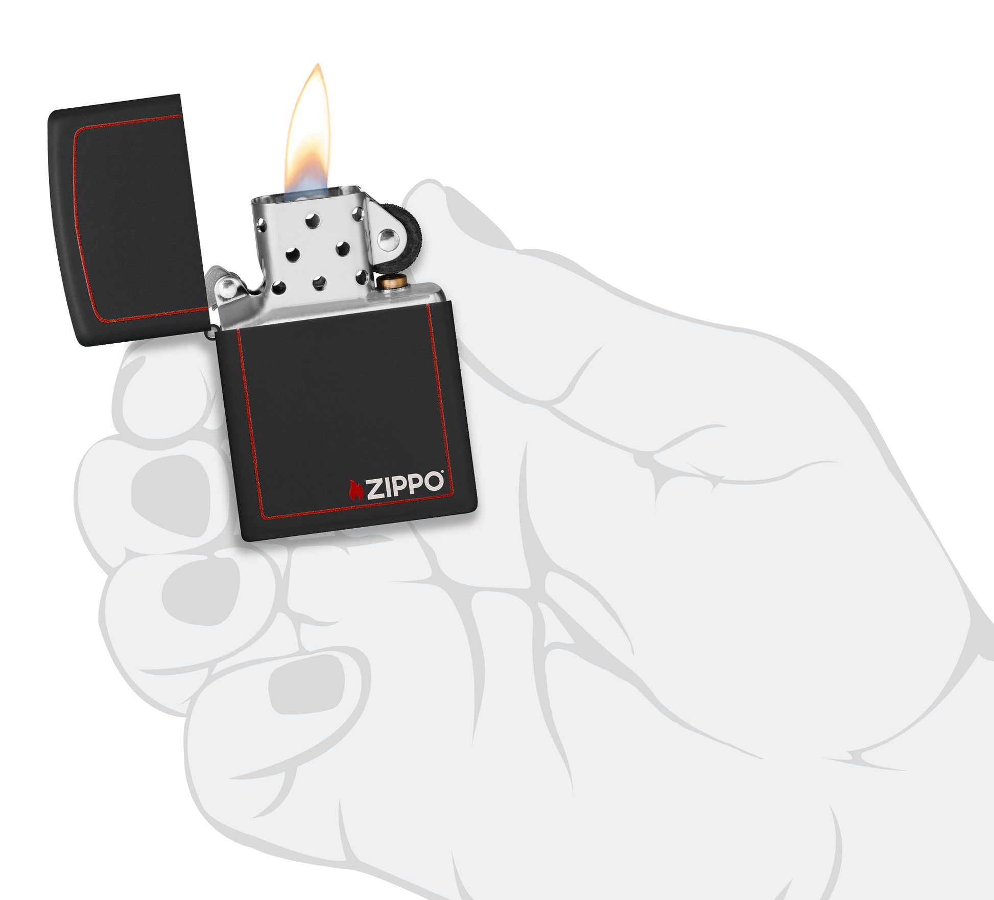 Classic Black & Red Zippo® Logo Lighter
