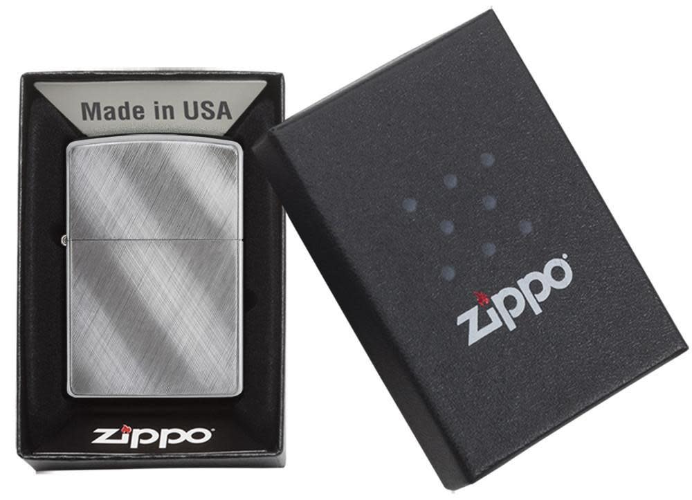 Zippo Classic Diagonal Weave Windproof Lighter – Brushed Chrome Finish by Zippo