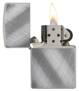 Zippo Classic Diagonal Weave Windproof Lighter – Brushed Chrome Finish by Zippo