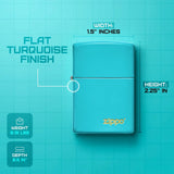Zippo Turquoise Flat Finish Logo Lighter Classic Windproof Design For Collectors by Zippo