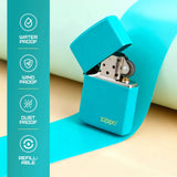 Zippo Turquoise Flat Finish Logo Lighter Classic Windproof Design For Collectors by Zippo
