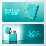Zippo Turquoise Flat Finish Logo Lighter Classic Windproof Design For Collectors by Zippo