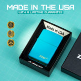 Zippo Turquoise Flat Finish Logo Lighter Classic Windproof Design For Collectors by Zippo