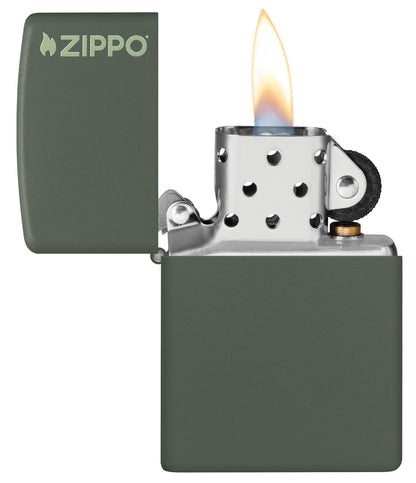 Classic Green Matte Zippo® Logo Lighter