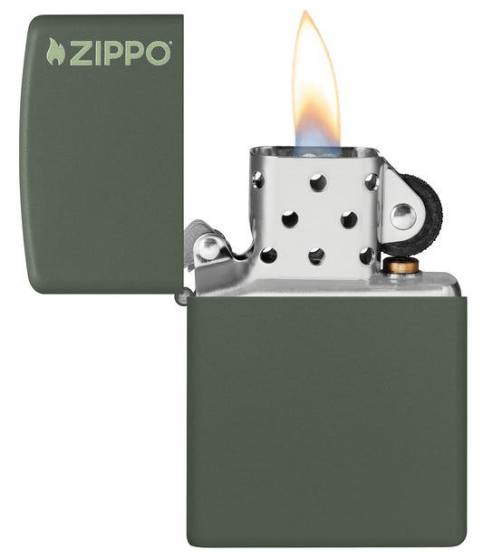 Classic Green Matte Zippo® Logo Lighter by Zippo
