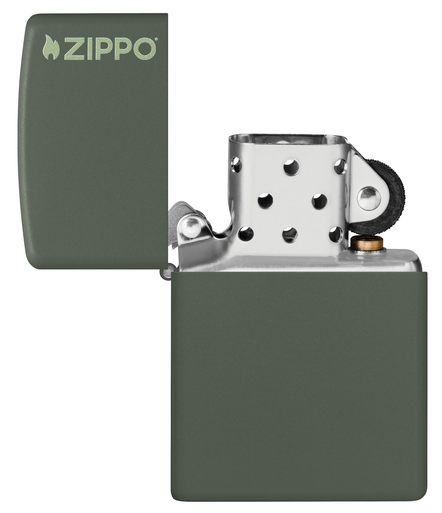 Classic Green Matte Zippo® Logo Lighter