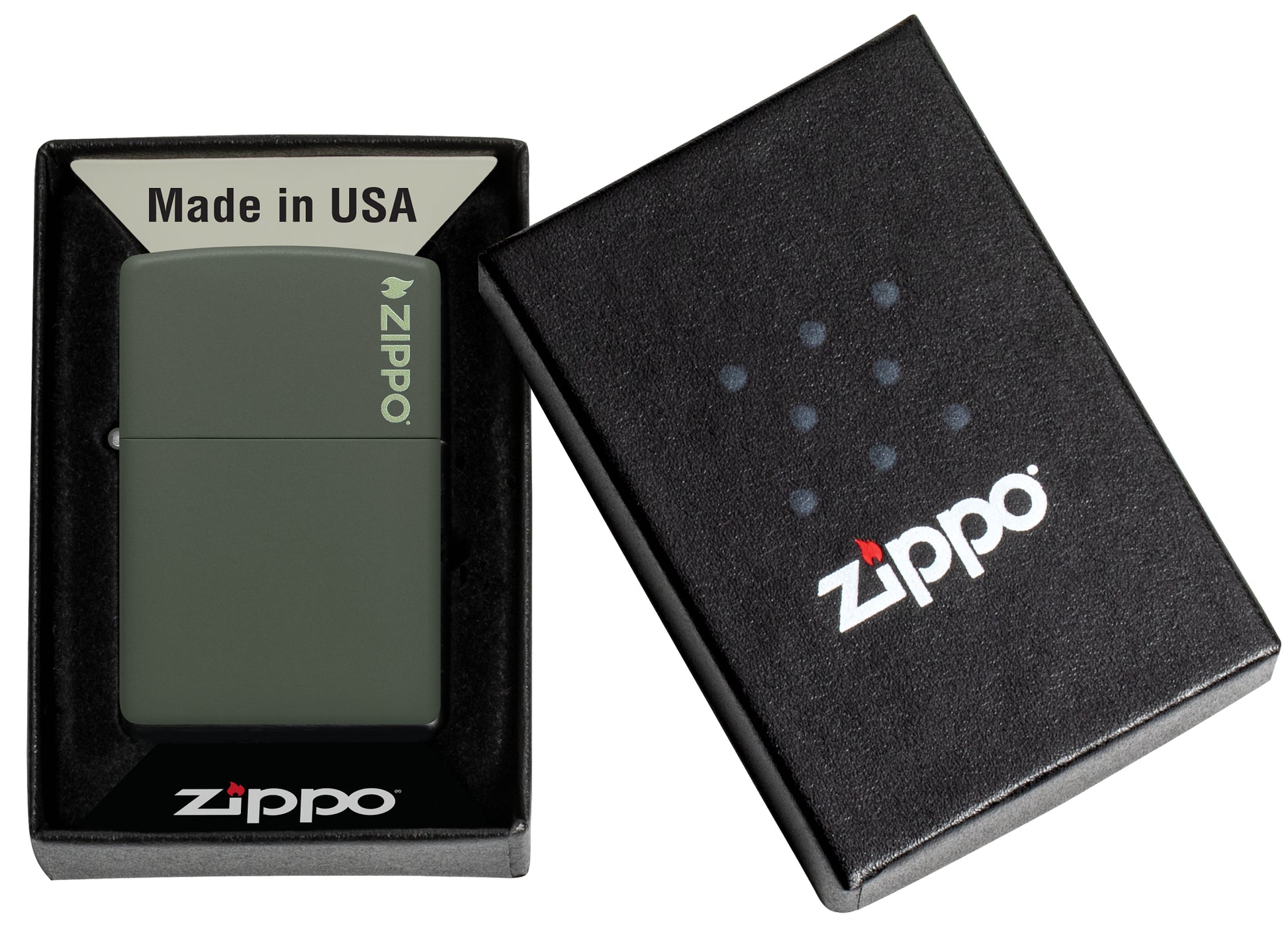 Classic Green Matte Zippo® Logo Lighter
