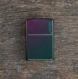 Zippo Classic Iridescent Logo Lighter – Turquoise & Violet Ombre by Zippo