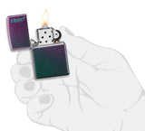 Zippo Classic Iridescent Logo Lighter – Turquoise & Violet Ombre by Zippo