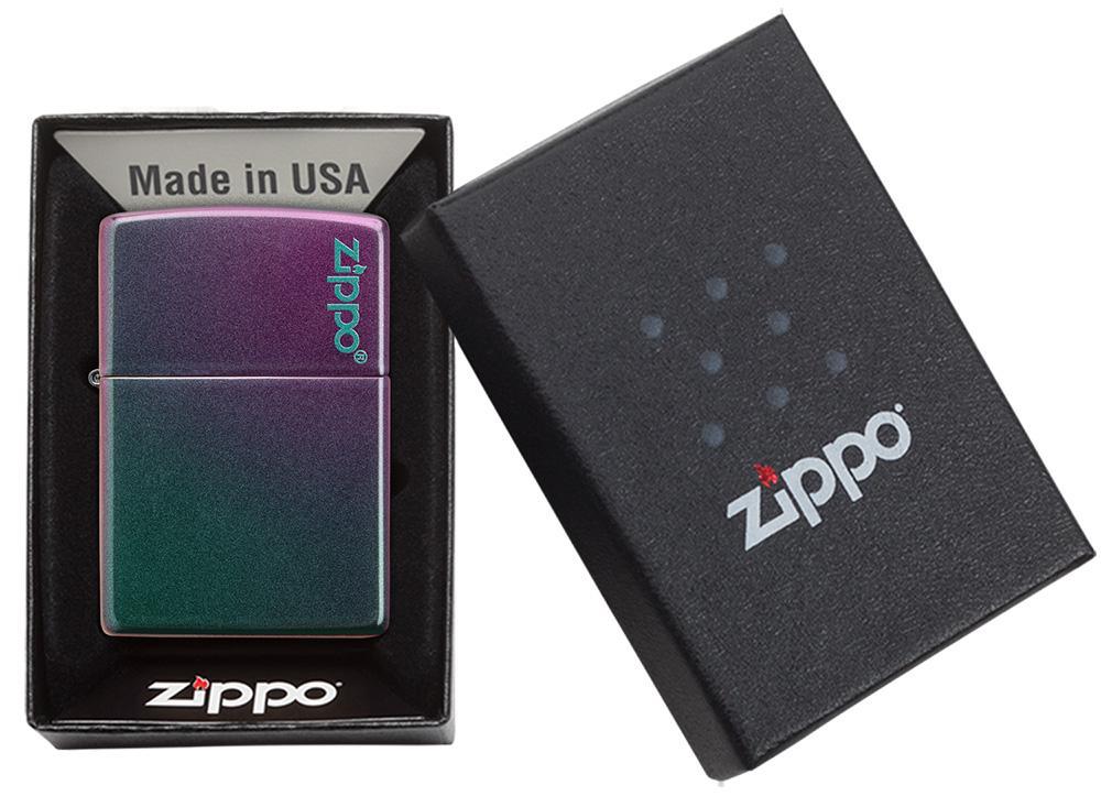 Zippo Classic Iridescent Lighter – Turquoise & Violet Ombre