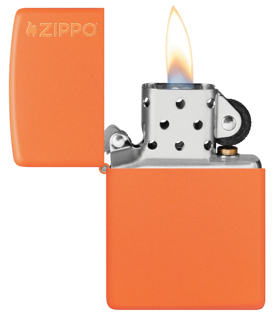 Zippo® Orange Matte Logo Lighter – Model 231ZL