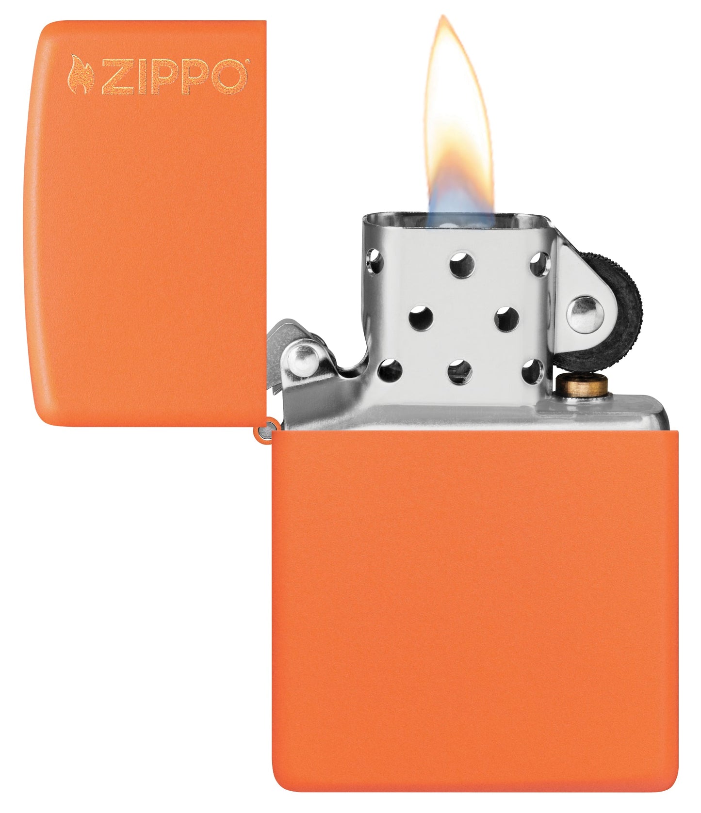 Zippo® Orange Matte Logo Lighter – Model 231ZL
