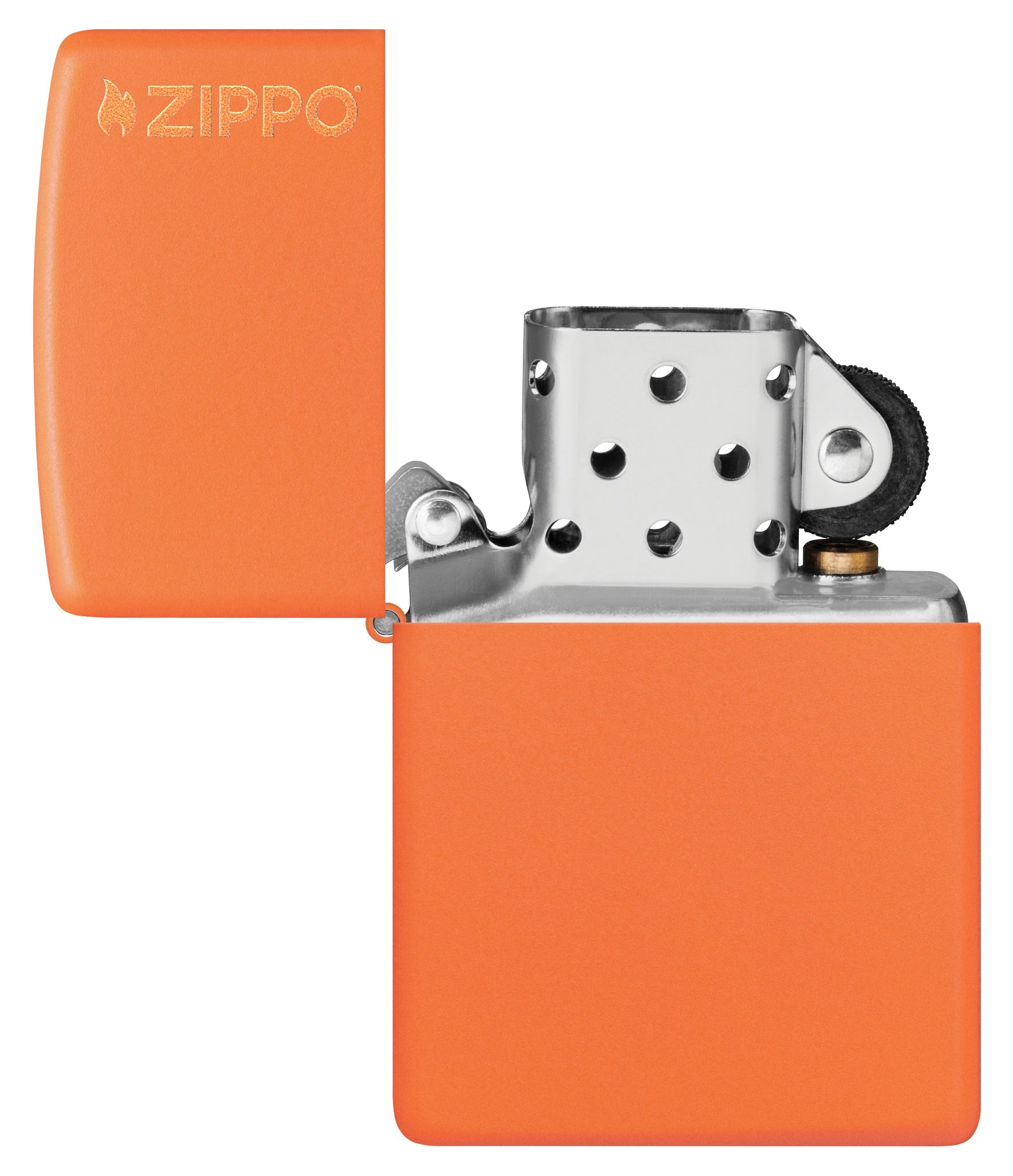 Zippo® Orange Matte Logo Lighter – Model 231ZL
