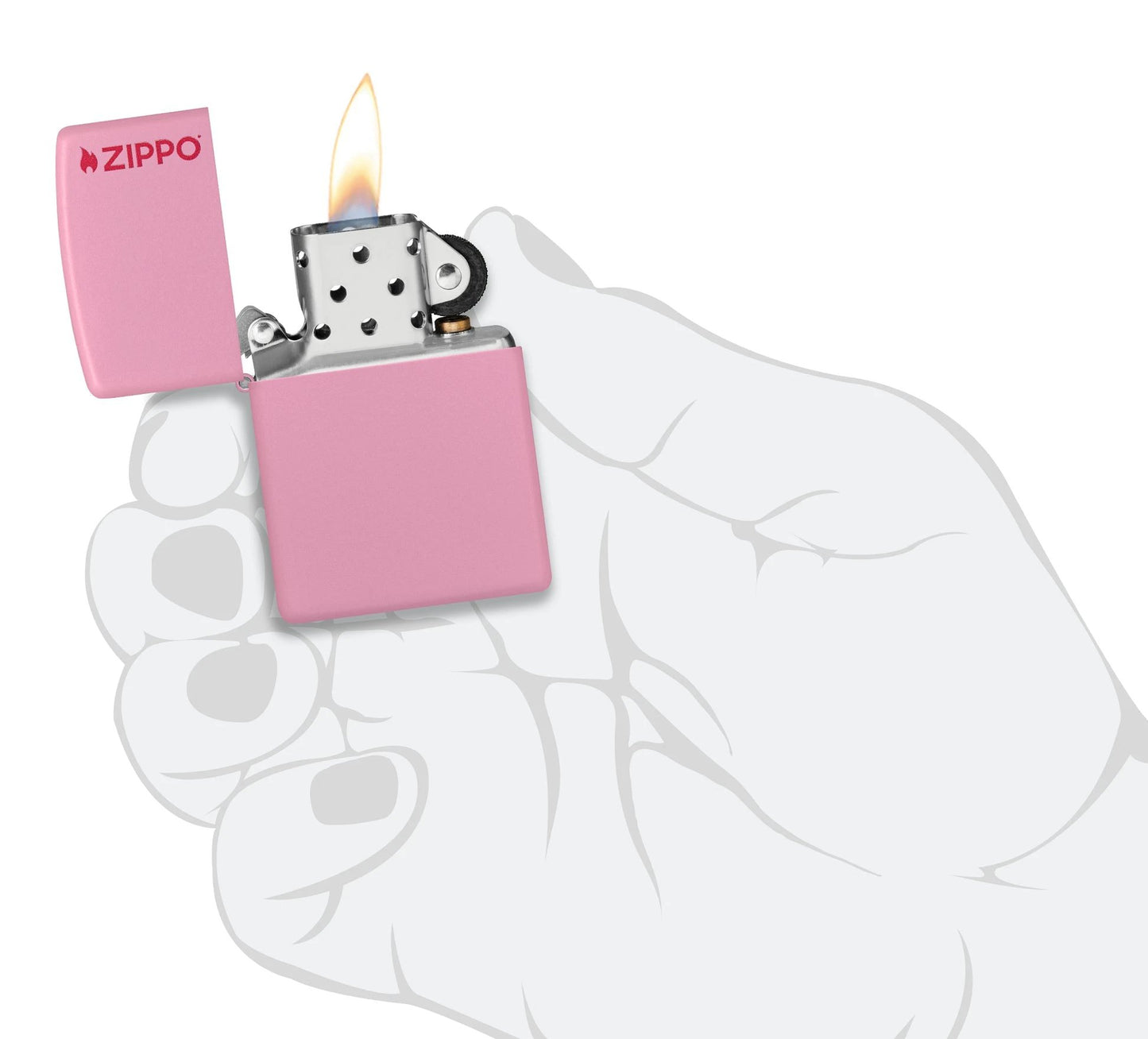 Classic Pink Matte Zippo Logo Windproof Lighter by Zippo