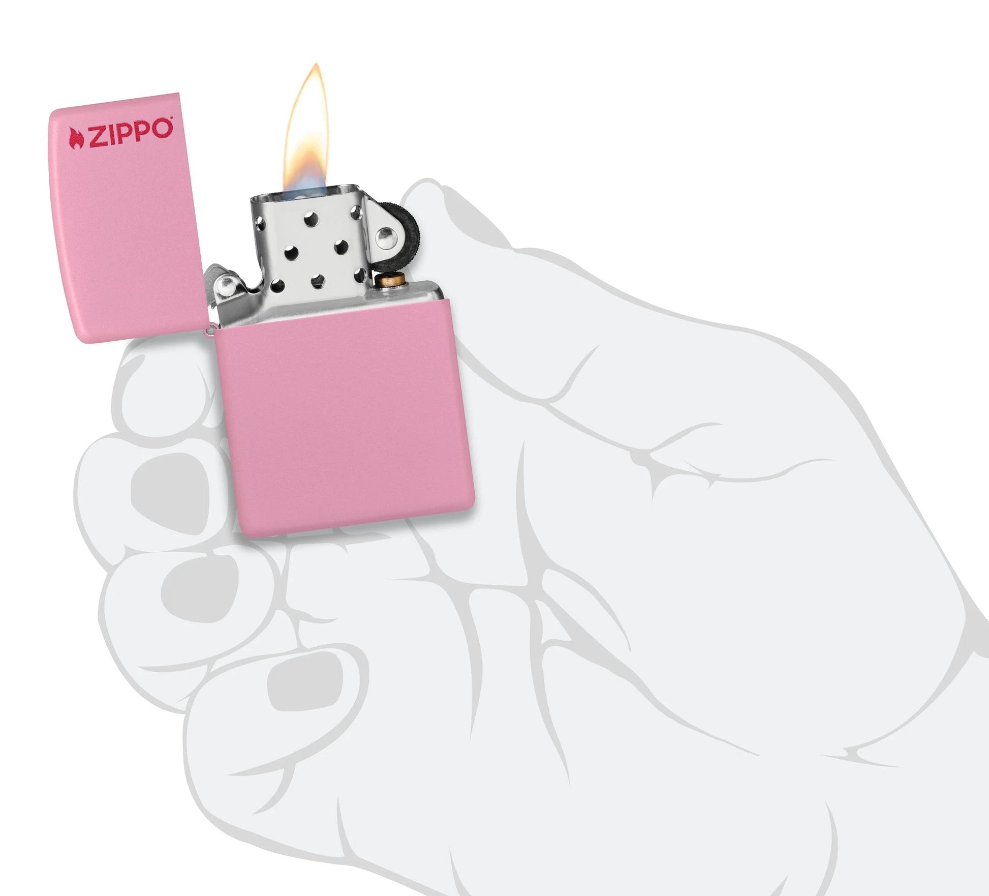 Classic Pink Matte Zippo Logo Windproof Lighter by Zippo