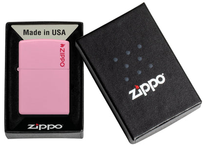 Classic Pink Matte Zippo Logo Windproof Lighter by Zippo