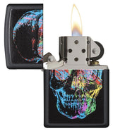 Zippo Colorful Skull Windproof Lighter – Black Matte Finish by Zippo