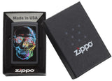 Zippo Colorful Skull Windproof Lighter – Black Matte Finish by Zippo