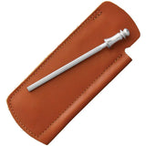 Douk-Douk Chrome Folder Knife With 3.25 Inch Stainless Blade And Brown Leather Sheath For Outdoor Enthusiasts by Douk-Douk