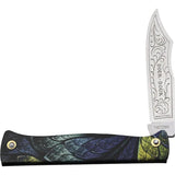 Douk-Douk 815GMI Folding Knife Satin 14C28N Clip Point Peacock Feather Handle For EDC Enthusiasts by Douk-Douk
