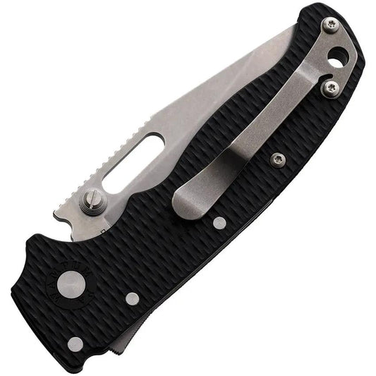 Demko AD 20.5 Shark Lock Knife Black Grivory Handle 3 Inch Stonewash D2 Blade 4 Inch Closed EDC Everyday Carry by Demko