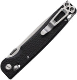 Daggerr Knives Drop Point Crossbar Lock Black SW 8Cr14MoV Spear Point Knife Textured FRN Handle by Daggerr Knives