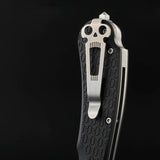 Daggerr Knives Fielder Linerlock Black Folding Knife - Three Point Five Inch Blade 8Cr14MoV Glass Breaker FRN Handle by Daggerr Knives