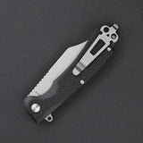 Daggerr Knives Powie Linerlock - Stonewashed 8Cr14MoV Clip Point Blade With Black ABS Handle by Daggerr Knives