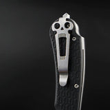 Daggerr Knives Powie Linerlock - Stonewashed 8Cr14MoV Clip Point Blade With Black ABS Handle by Daggerr Knives