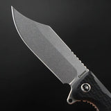 Daggerr Knives Powie Linerlock - Stonewashed 8Cr14MoV Clip Point Blade With Black ABS Handle by Daggerr Knives
