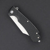 Daggerr Knives Powie Linerlock - Stonewashed 8Cr14MoV Clip Point Blade With Black ABS Handle by Daggerr Knives
