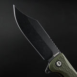 Daggerr Knives Powie Linerlock OD Green - 8Cr14MoV Blade With Glass Breaker And Textured Handle by Daggerr Knives