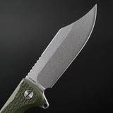 Daggerr Knives Powie Linerlock OD Green - 8Cr14MoV Stainless Clip Point Blade with Glass Breaker by Daggerr Knives