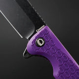 Daggerr Knives Powie Linerlock Purple - 3.25in Black Stonewash Blade 8Cr14MoV Textured ABS Handle by Daggerr Knives