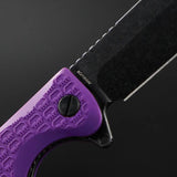Daggerr Knives Powie Linerlock Purple - 3.25in Black Stonewash Blade 8Cr14MoV Textured ABS Handle by Daggerr Knives